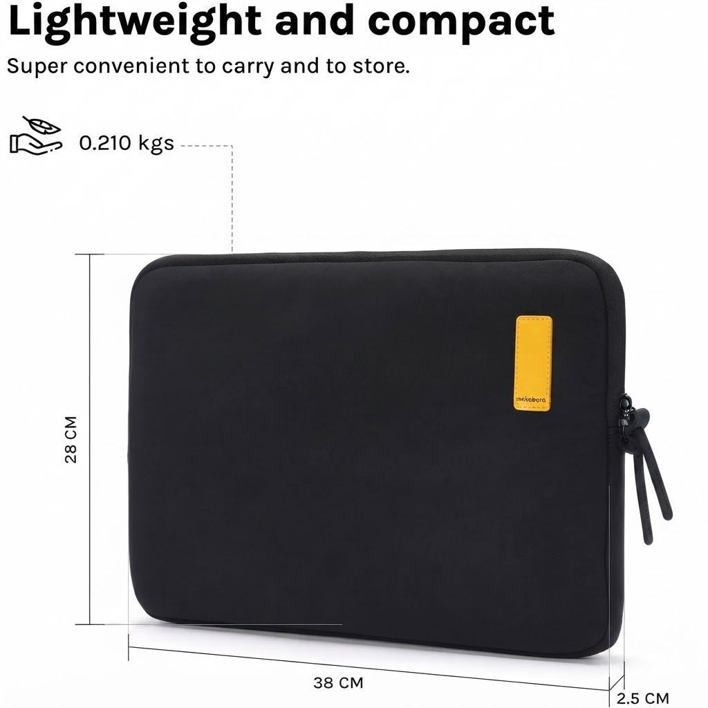 Mokobara Aisle Laptop Sleeve, 15.6 Inch MacBook & Laptop Case, Aerology Nylon, Lightweight | Black