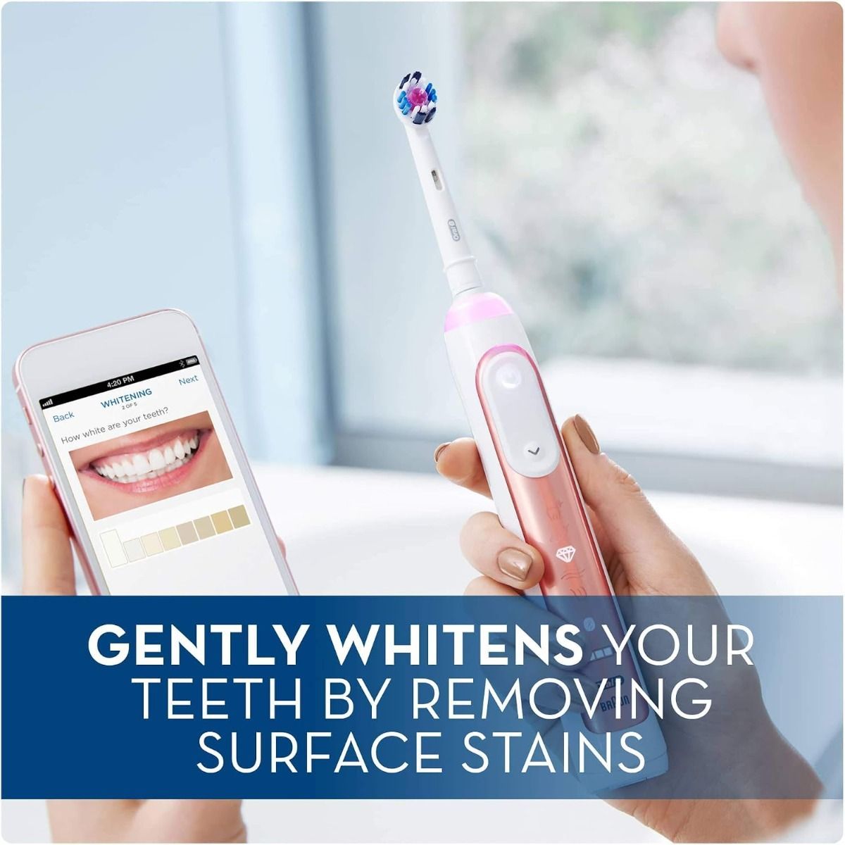 Oral-B Genius 9000 Rose Gold Electric Toothbrush - Bluetooth Smart Brushing, Position Detection