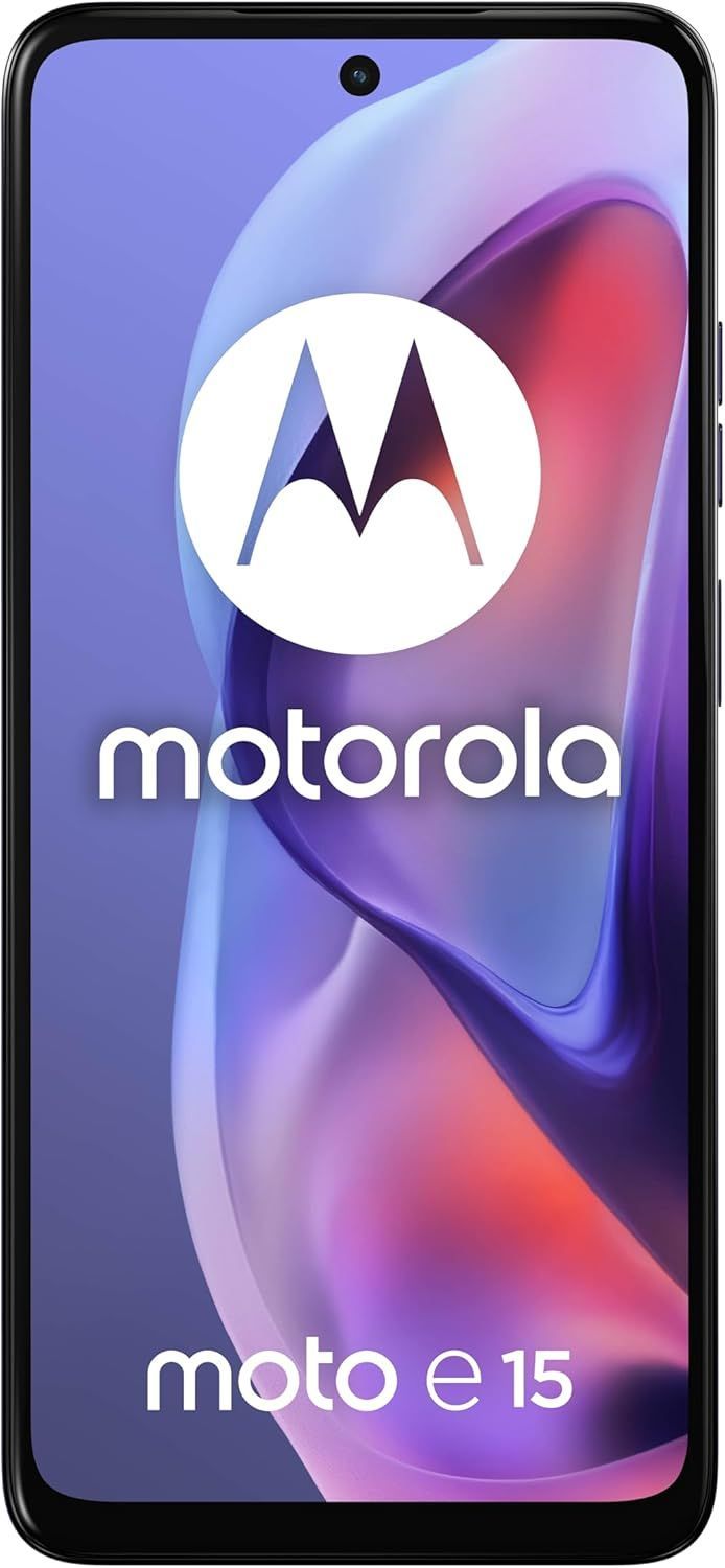 موتورولا Moto E15 ثنائي الشريحة سعة 64 جيجابايت - هاتف 4G غير مقفل بلون لافندر منعش | أزرق
