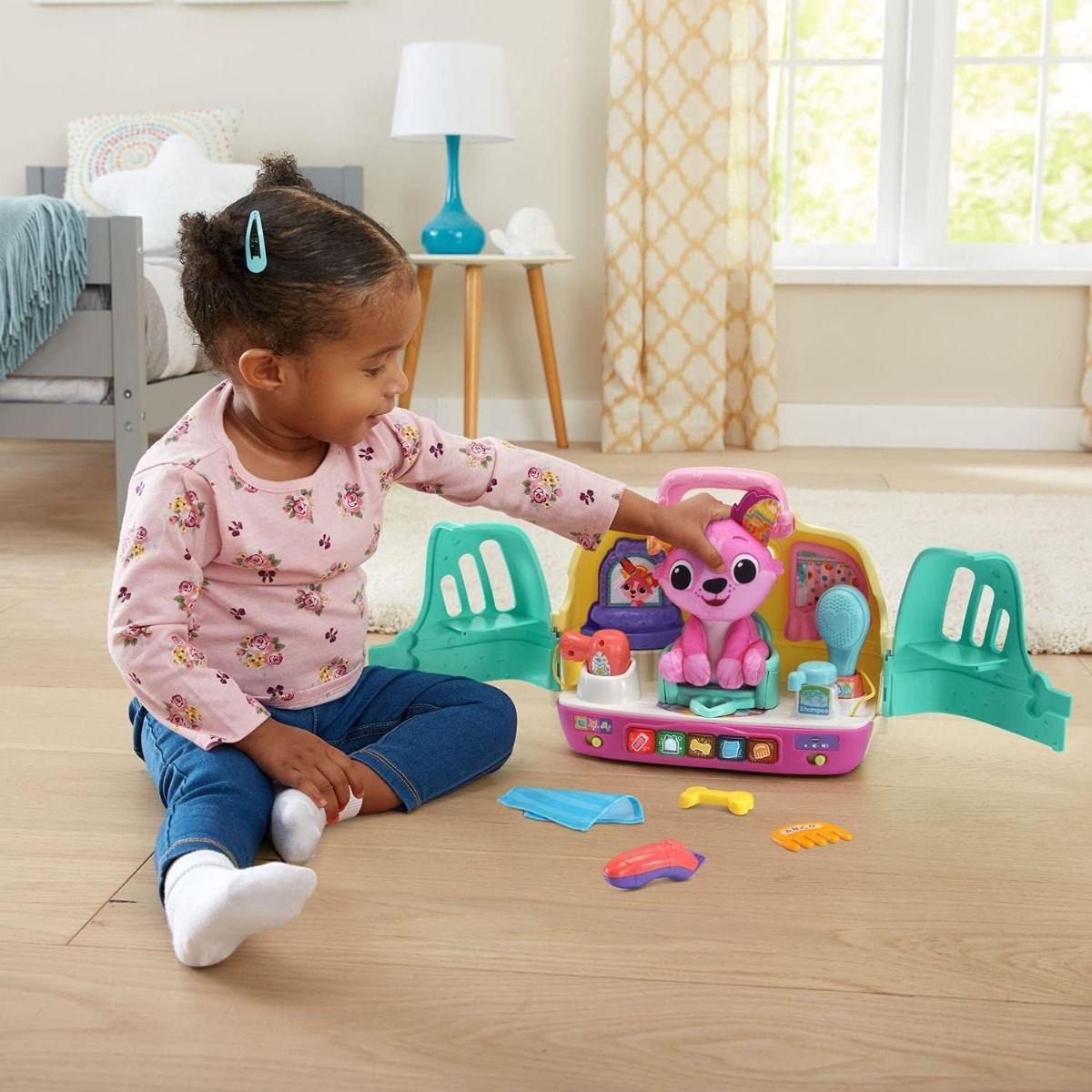VTech Glam and Go Puppy Salon Interactive Pet Grooming Playset with 100+ Songs, Sounds, and Phrases