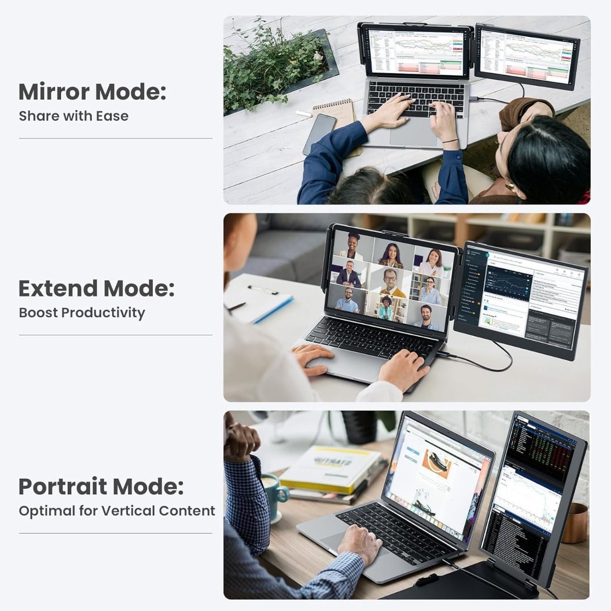 V2COM S1 Laptop Screen Extender 14.1'' FHD 1080P IPS Dual Portable Monitor for 13"-17" Laptops Plug and Play Compatible 