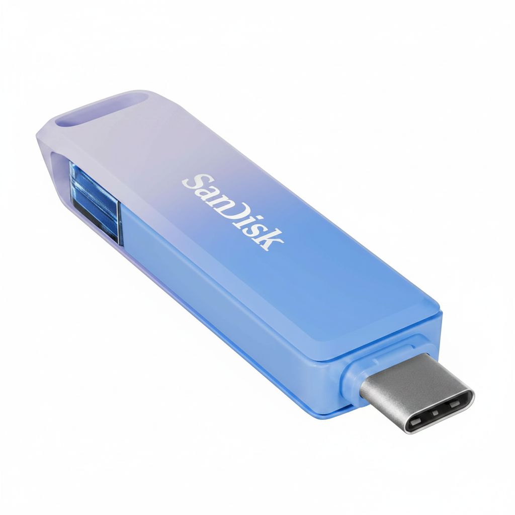 سانديسك كرييتور فون درايف سعة 256 جيجابايت مع موصلي USB Type-C ولايتنينغ، أزرق