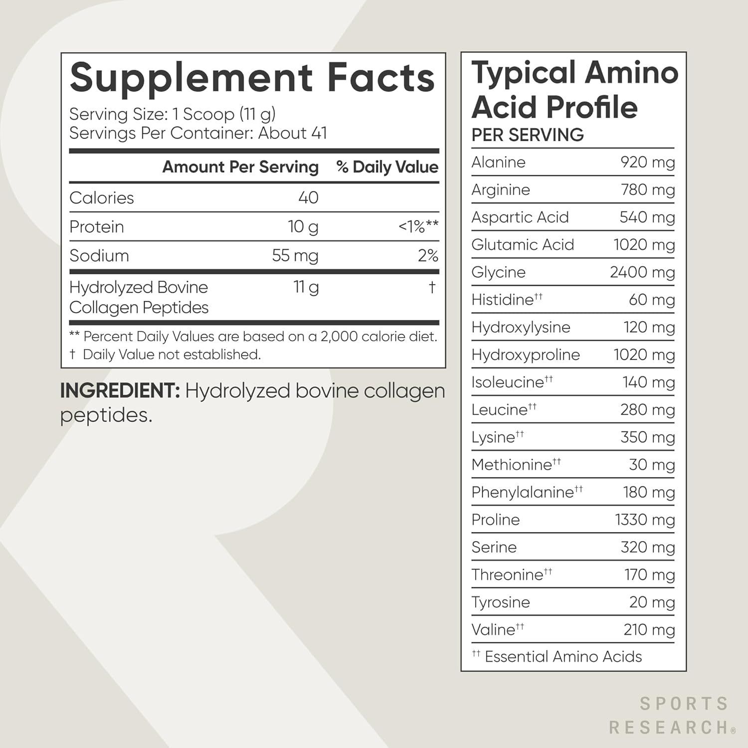 Sports Research Grass-Fed Collagen Peptides Powder Paleo, Non-GMO, Gluten-Free  16 oz
