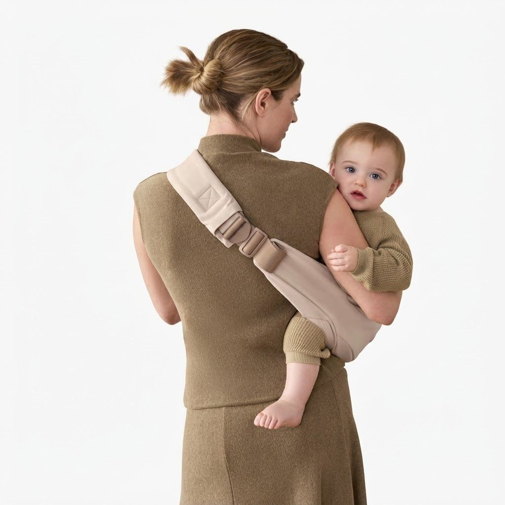 Ergobaby Upsie Sling Carrier, Ergonomic Wide Bucket Seat For Full Support, Cushioned Strap For Caregiver Comfort, Stylish And Reliable Design - Natural Beige
