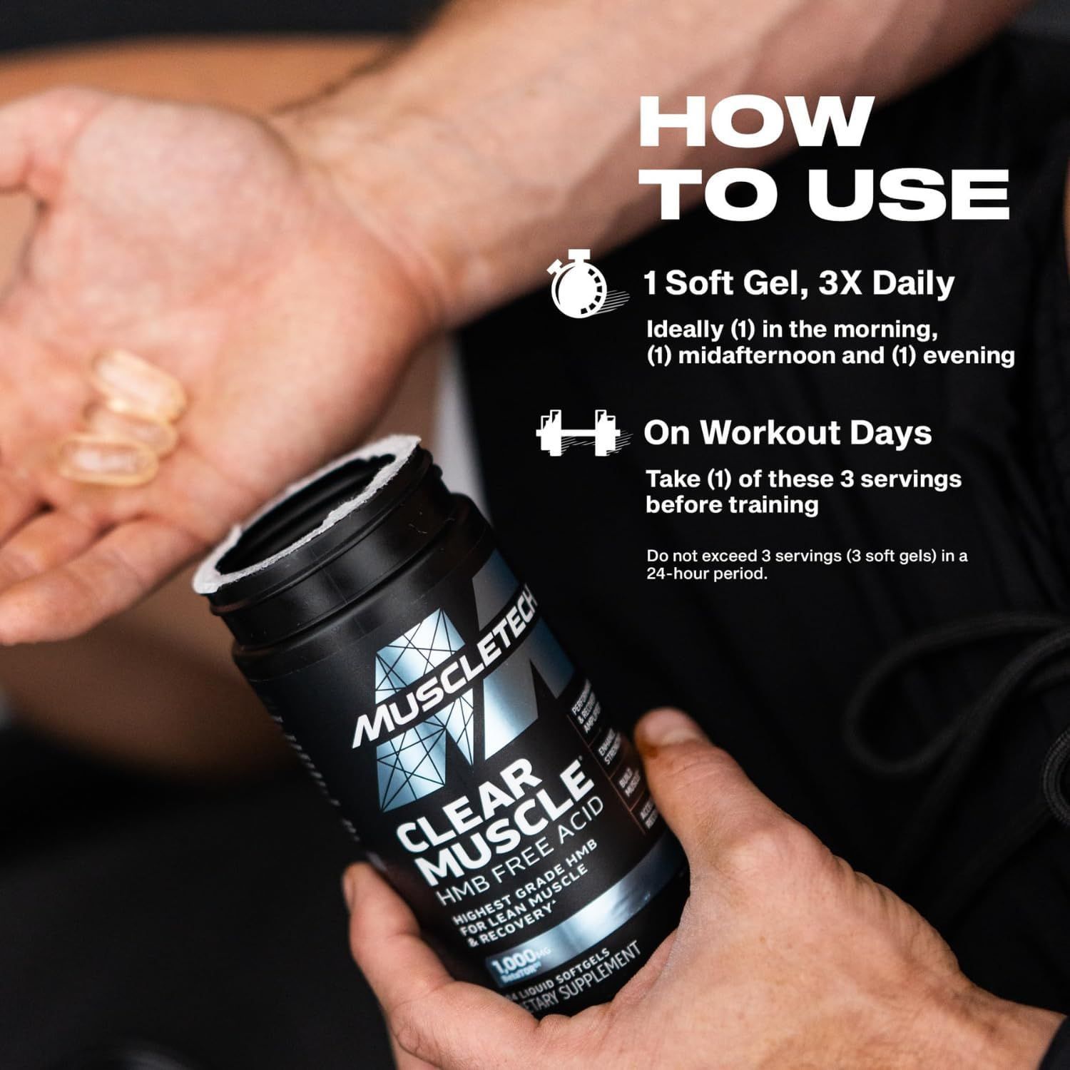 MuscleTech Clear Muscle HMB Supplements 1000mg | Enhance Recovery & Lean Muscle