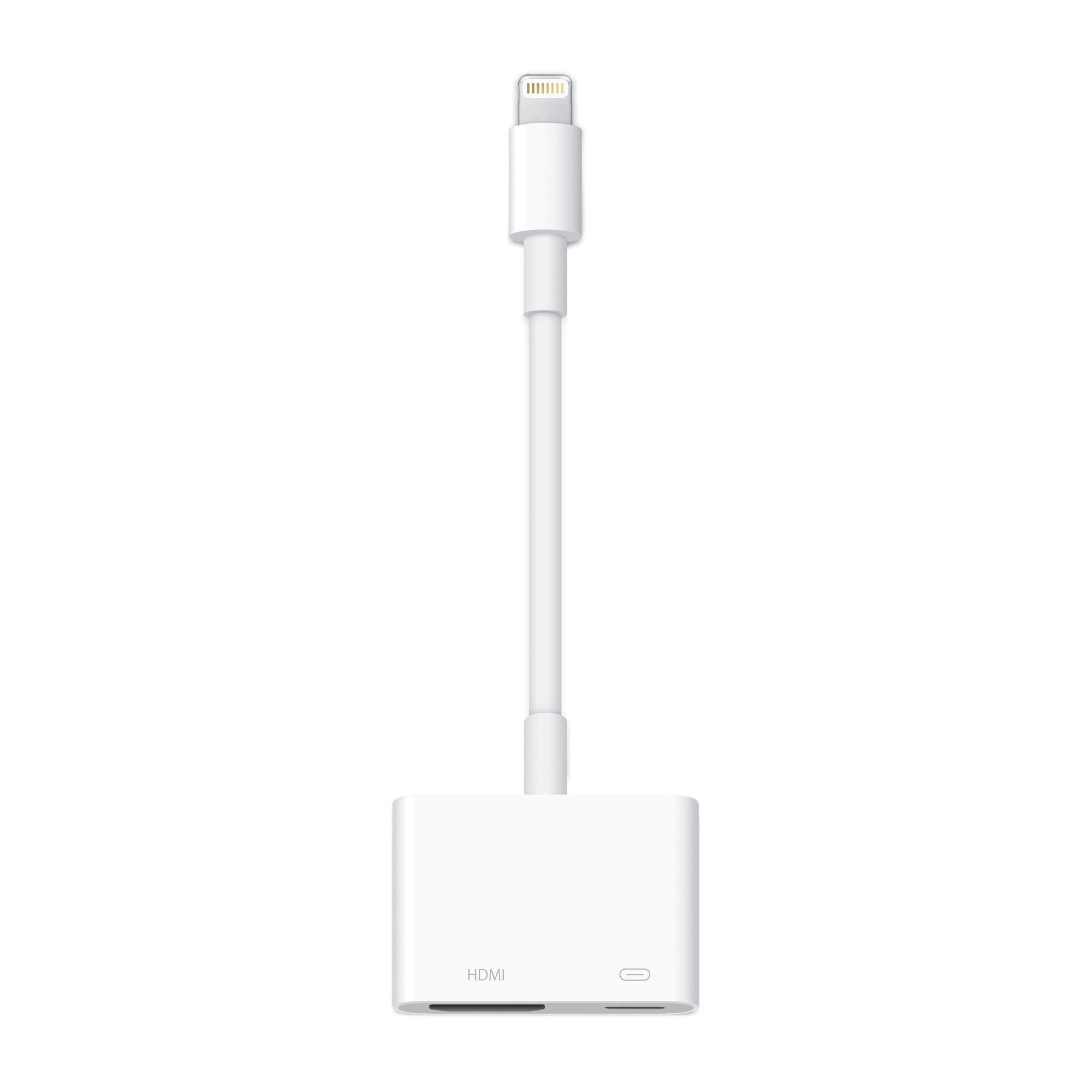 Apple Lightning to Digital AV Adapter - Mirror iPhone/iPad to HDMI TV or Projector, Up to 1080p, Lightning Pass-Through Charging | White | MD826ZM/A