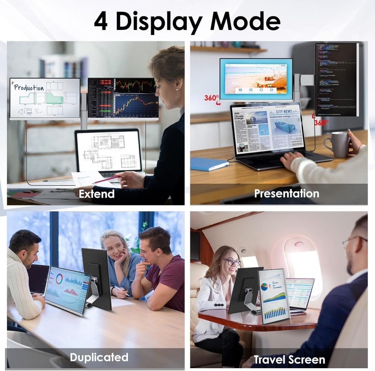 V2COM 15.6'' Portable Triple Monitor - Ultra-Thin IPS Screen Extender, Narrow Border, Compatible with Mac, Windows, Chrome - Z2