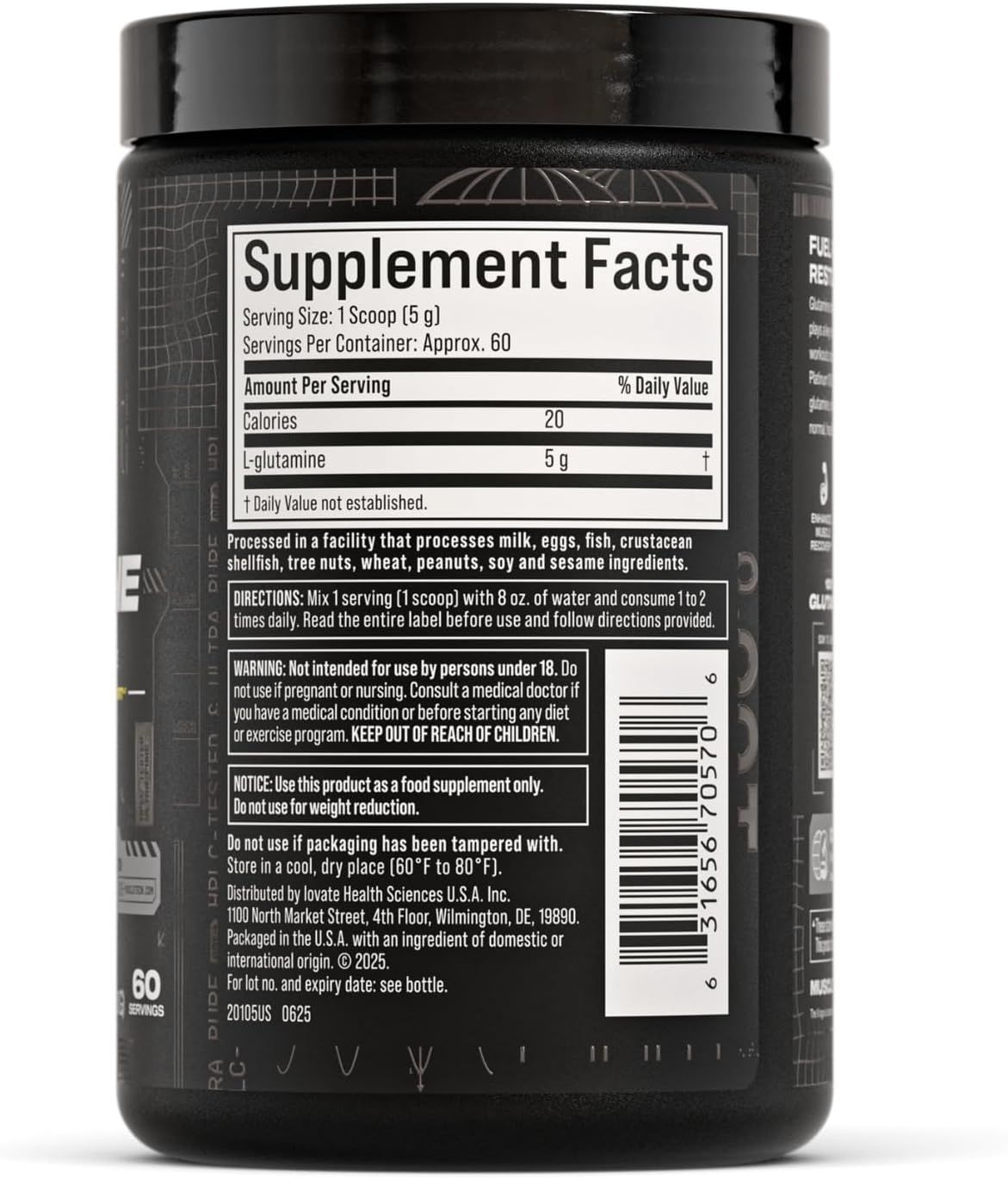 Muscletech Platinum 100% Glutamine Powder Post Workout Recovery & Muscle Support