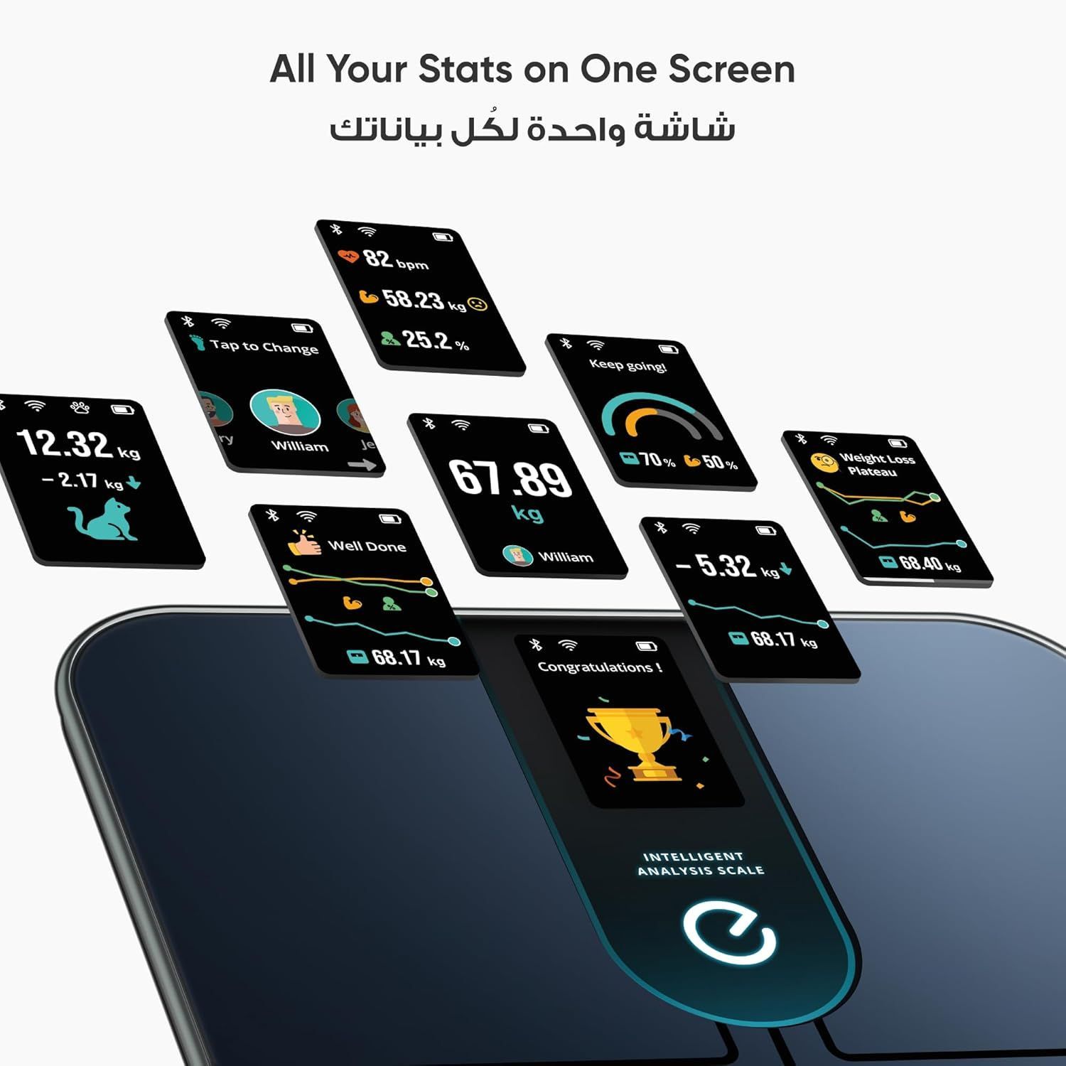 eufy Smart Scale P2 Pro Wi-Fi & Bluetooth Body Composition Scale, Full Body Health Metrics, High-Precision Sensors, App Sync - Black