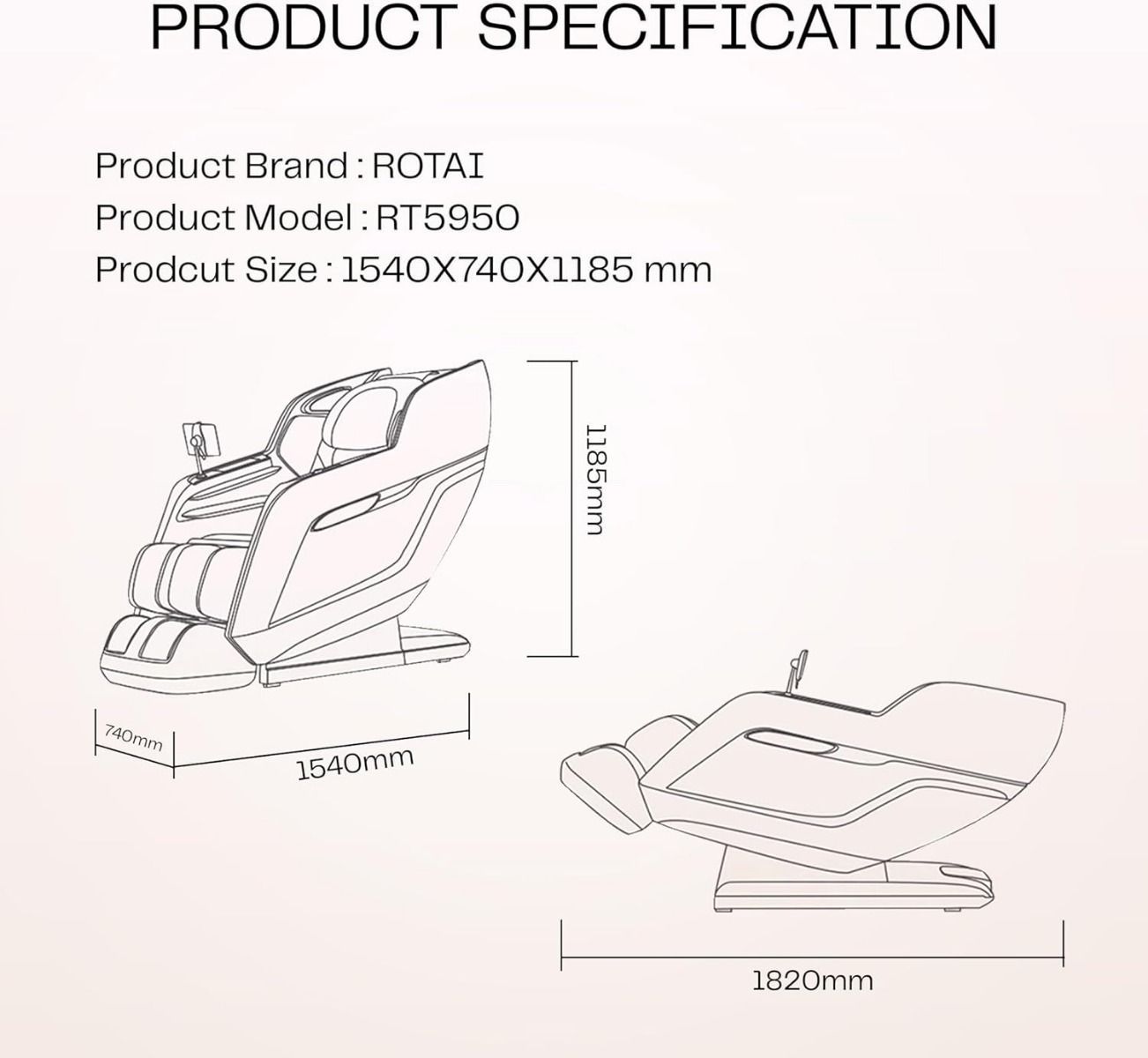 Rotai Royal Signature Massage Chair, AI Body Scan, 6 Massage Techniques, 22 Wellness Modes, Zero Gravity Recline, Heat Therapy & Voice Touch Control | White - RT5950
