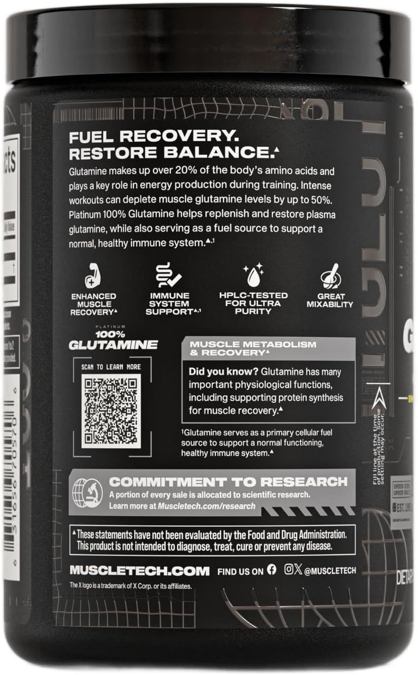 Muscletech Platinum 100% Glutamine Powder Post Workout Recovery & Muscle Support