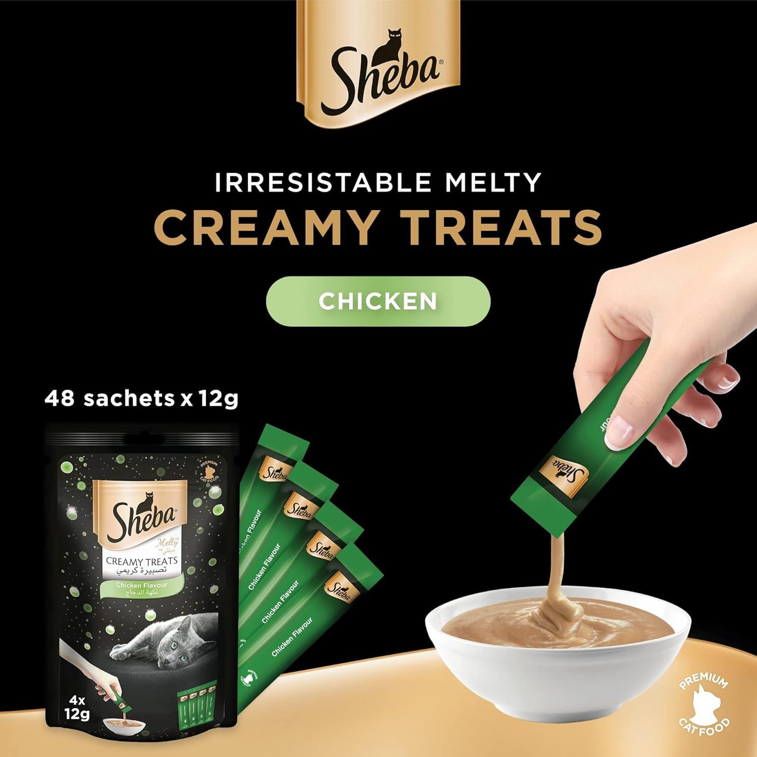 Sheba Melty Chicken Flavor Cat Treats - Premium Wet Food Indulgence, 48 Pack