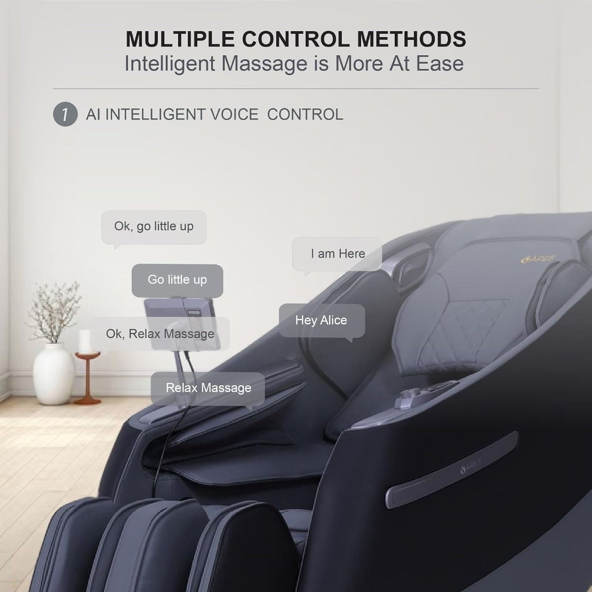 ARES uRoyal 3D Massage Chair, SL-Track, Voice Control, 12 Auto Programs, 3 Zero-Gravity Positions, Full Body Heat