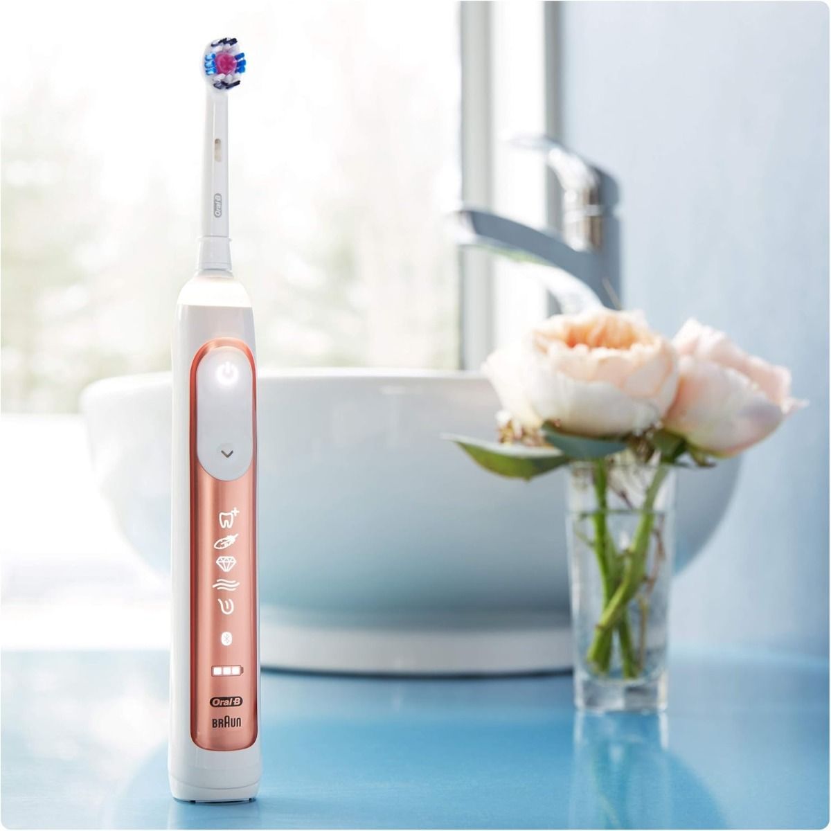 Oral-B Genius 9000 Rose Gold Electric Toothbrush - Bluetooth Smart Brushing, Position Detection