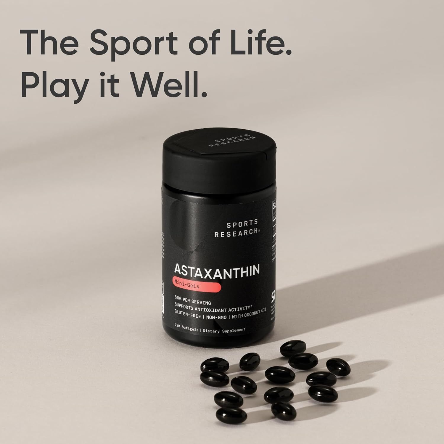 Sports Research Astaxanthin 6mg with Organic Coconut Oil - 120 Mini Softgels