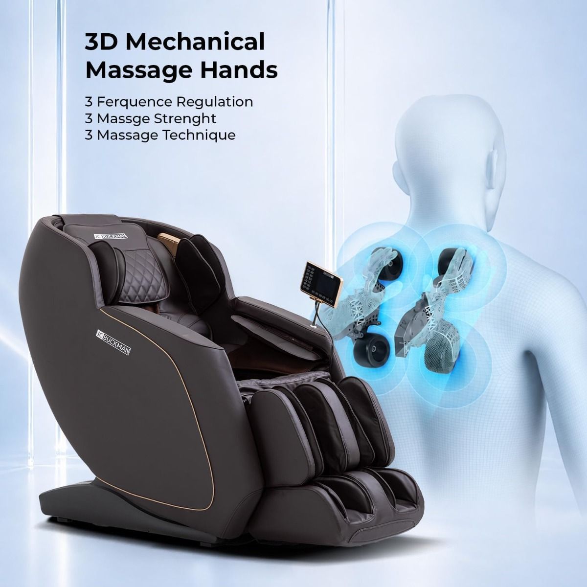 JC BUCKMAN RejuvenateUs 3D Full Body Massage Chair, Zero Gravity SL-Track, 18 Auto Programs, Heat Therapy, Bluetooth Speakers | Dark Brown