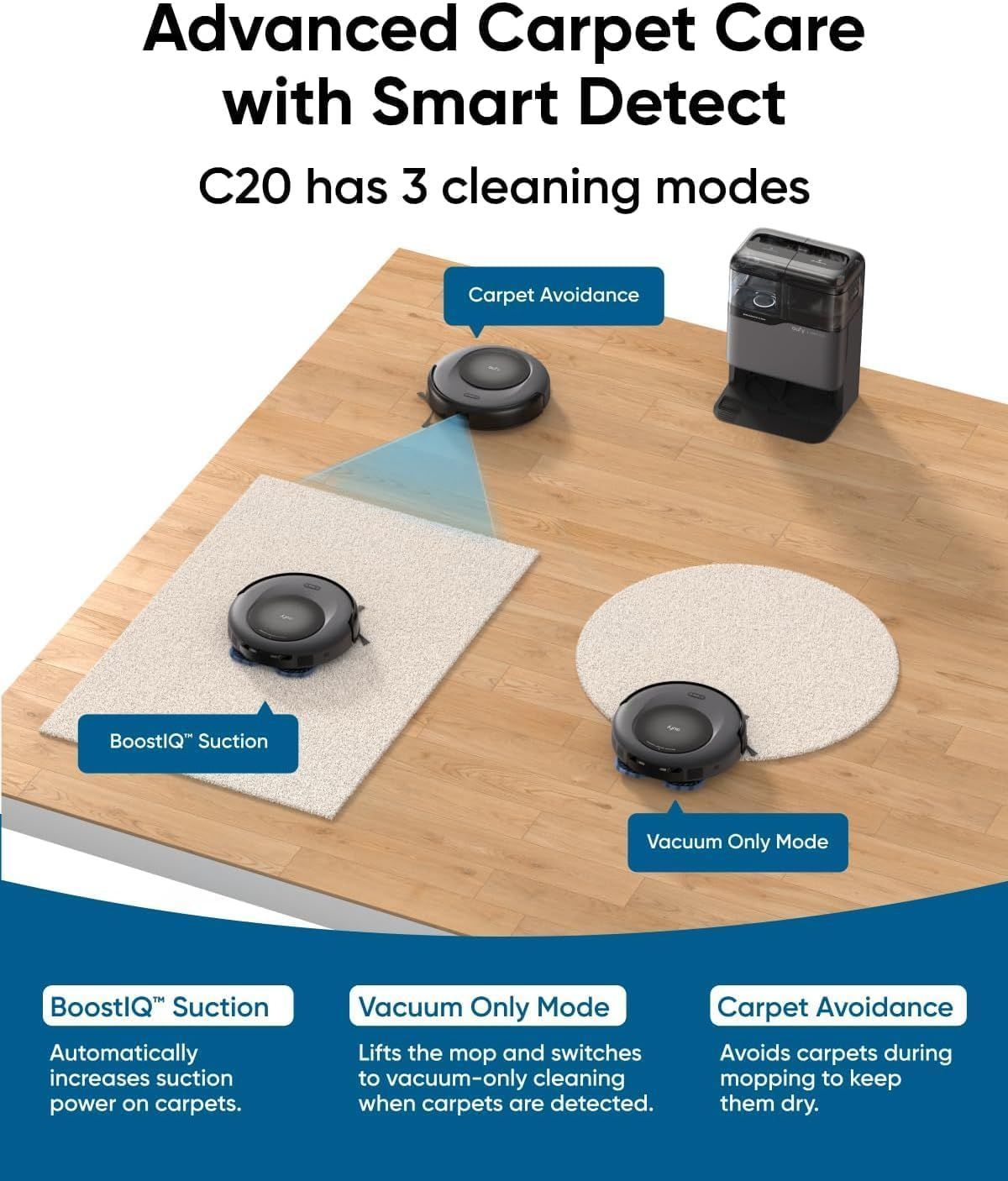 eufy Omni C20 Robot Vacuum & Mop, Auto-Empty Station, Ultra-Slim Design, Smart Navigation, Powerful Suction, App Control - Black