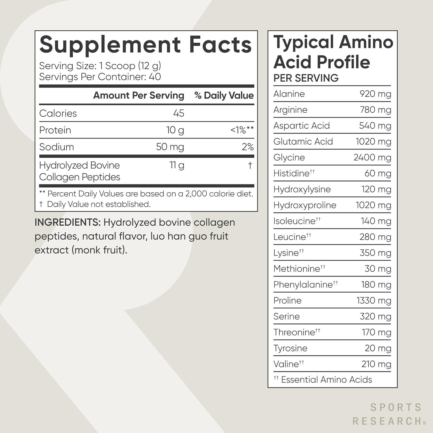 Sports Research Premium Hydrolyzed Collagen Peptides - Vanilla Bean | Sports Research 16.93oz