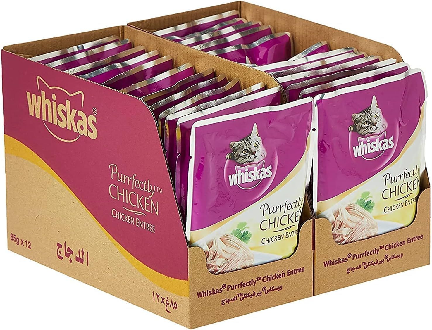 Whiskas Purrfectly Chicken Wet Cat Food, 85g Pouch, 24 Pack