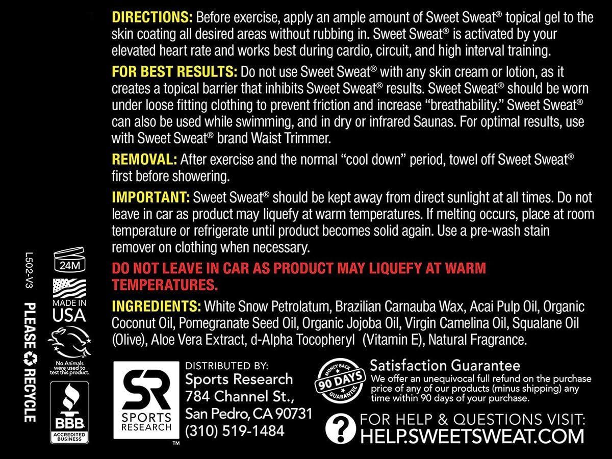 Sports Research Sweet Sweat Thermogenic Action Cream 13.5oz - Boost Your Workout Performance