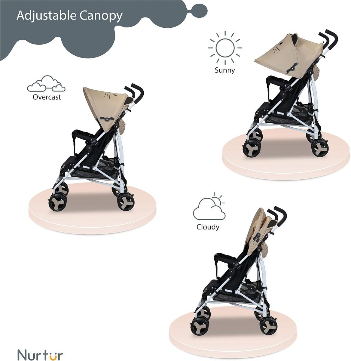 Nurtur Luca Lightweight Baby Stroller, Compact Travel Stroller with 5-Point Harness, 26 lbs, 0-36 Months | Reclining  Brown