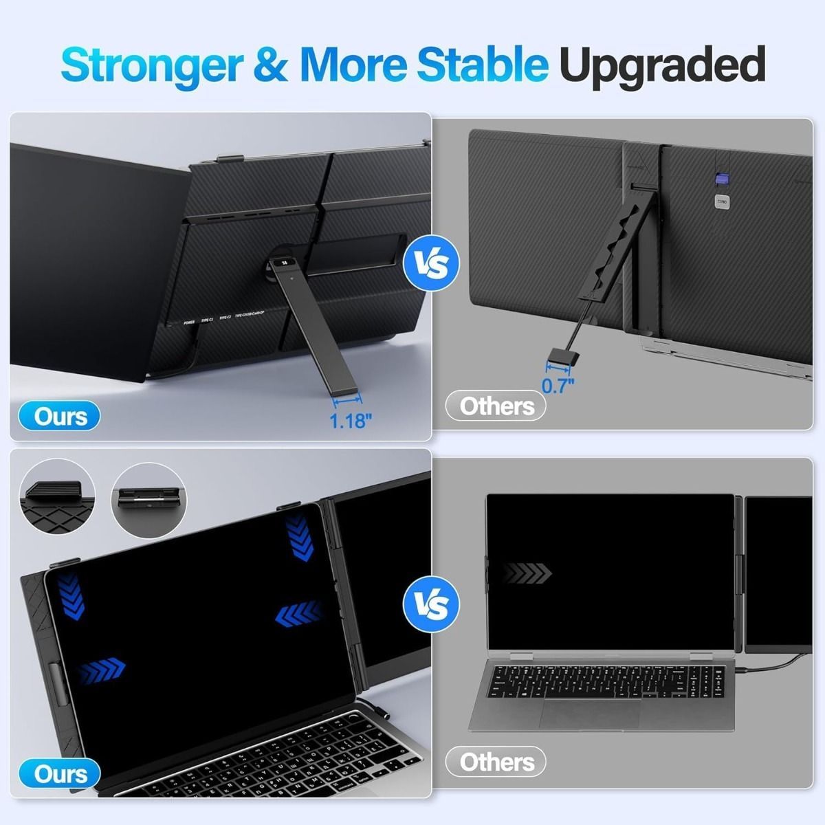 V2COM Laptop Screen Extender, 14-Inch 1080P FHD IPS Portable Monitor, Ultra-Thin & Lightweight, Plug & Play via Type-C/HDMI, Fits 13-17 Inch Laptops, 1.3 lbs - Black