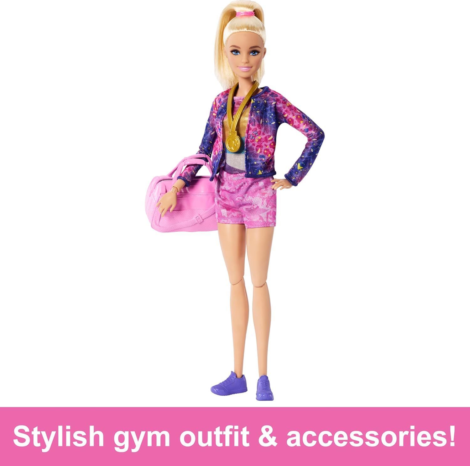 Barbie Gymnastics Playset: Blonde Doll & Balance Beam with 10+ Accessories