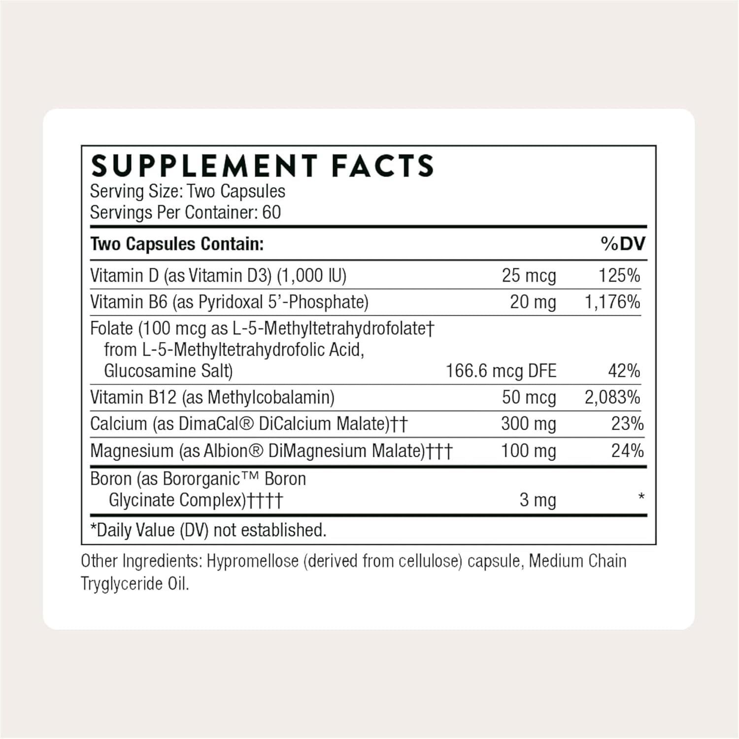 Thorne Advanced Bone Support Supplement 120 Capsules for Strong Bones