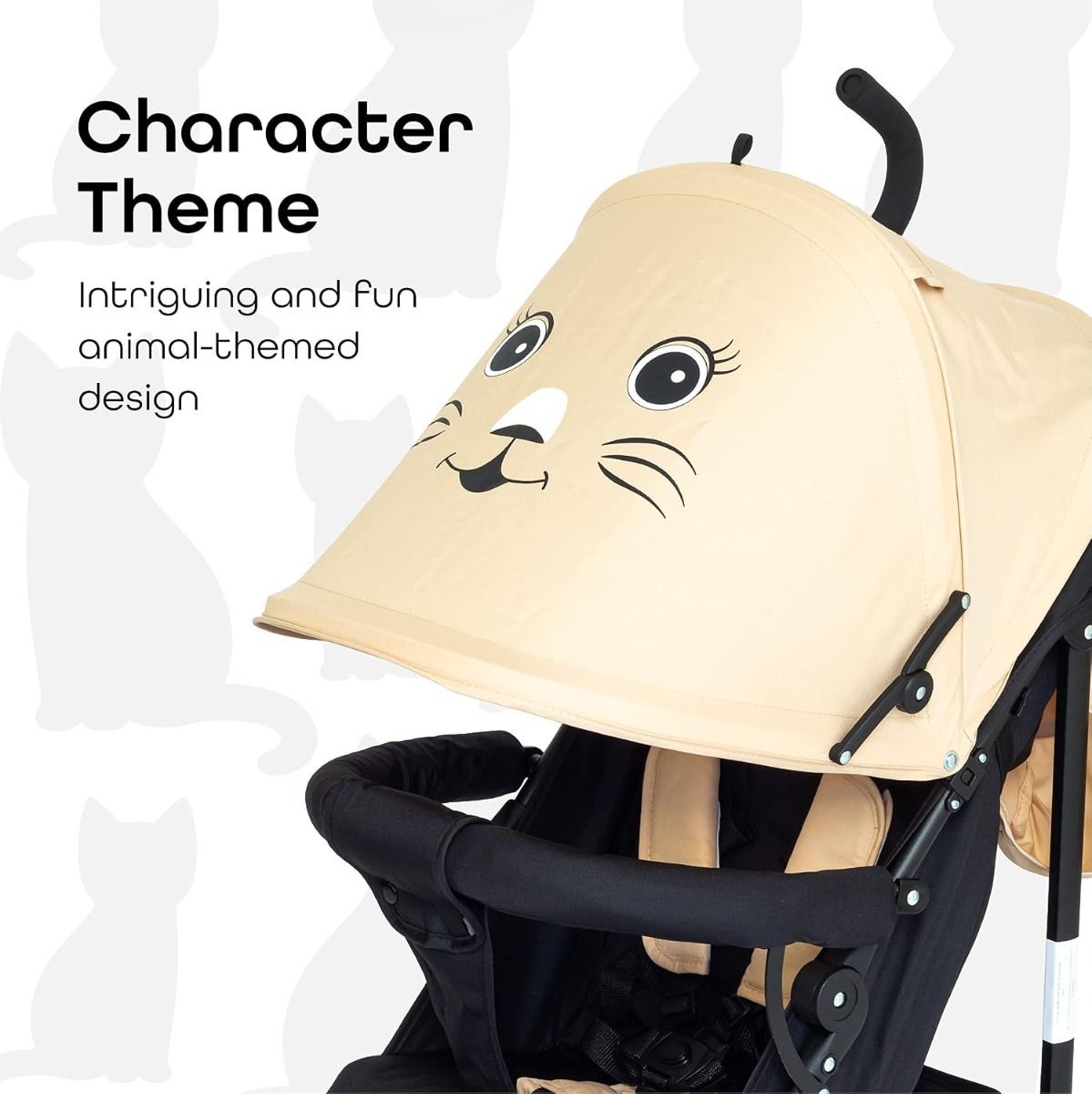 The Moon Brand Safari Cat Umbrella Stroller Compact Lightweight Travel Stroller for Babies 0-36 15 kg, 5-Point Safety Belt, Umbrella Fold