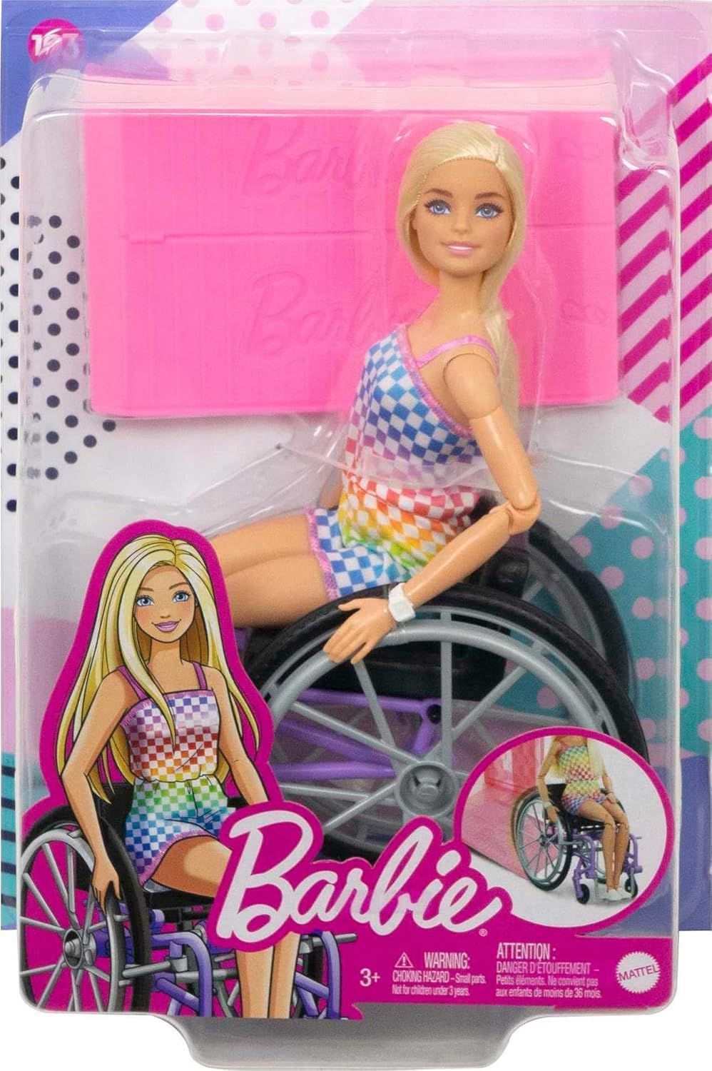Barbie Fashionistas Doll #194: Inclusive Doll with Wheelchair & Ramp, Rainbow Style