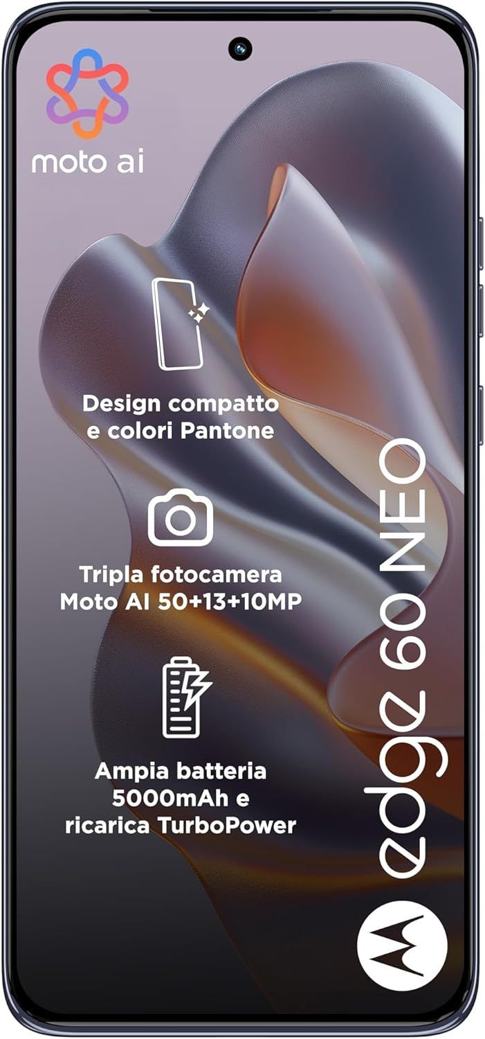 موتورولا Edge 60 Neo - هاتف ذكي 5G ثنائي الشريحة | سعة 256 جيجابايت، رام 8 جيجابايت | رمادي