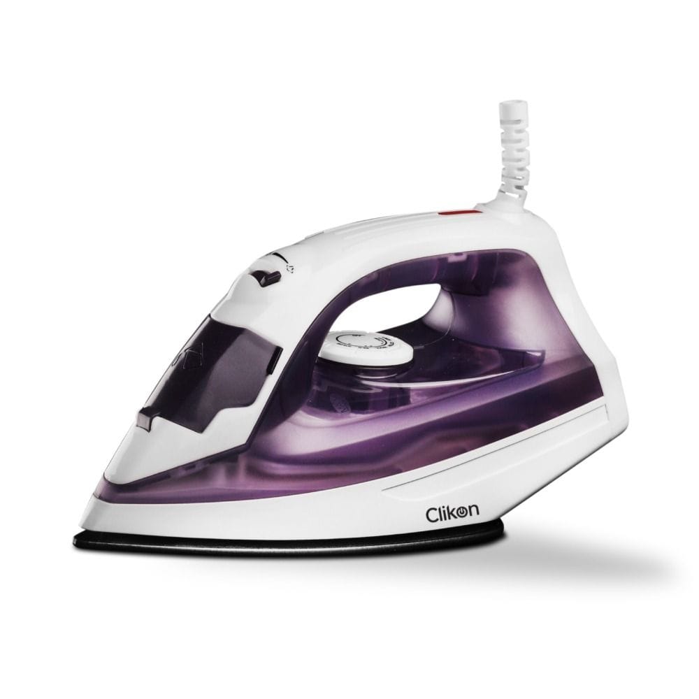 Clikon Steam Iron, 1600W, Ceramic Coated Non-Stick Soleplate, Self-Clean Function, Steam & Dry Ironing, 130ml Tank | Purple - CK4130