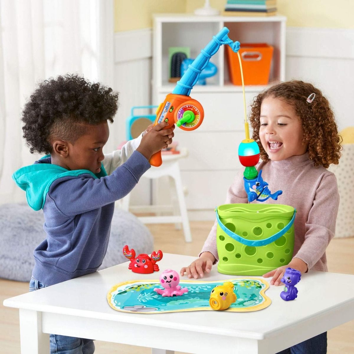 VTech Jiggle and Giggle Fishing Set - Interactive Toddler Learning Toy with Magnetic Fishing Pole