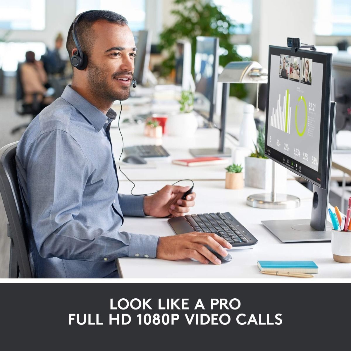 Logitech C920 Widescreen HD Pro Webcam, Full HD 1080p Video Calling & Recording, Dual Stereo MicsUSB