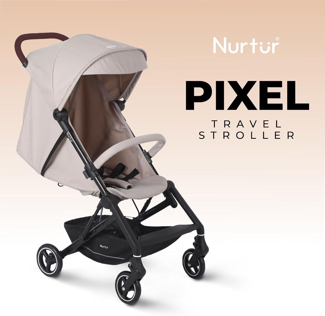Nurtur Pixel Compact Travel Stroller - Ultra-Lightweight 5.9kg Cabin Stroller, Aluminium Frame  5-Point System