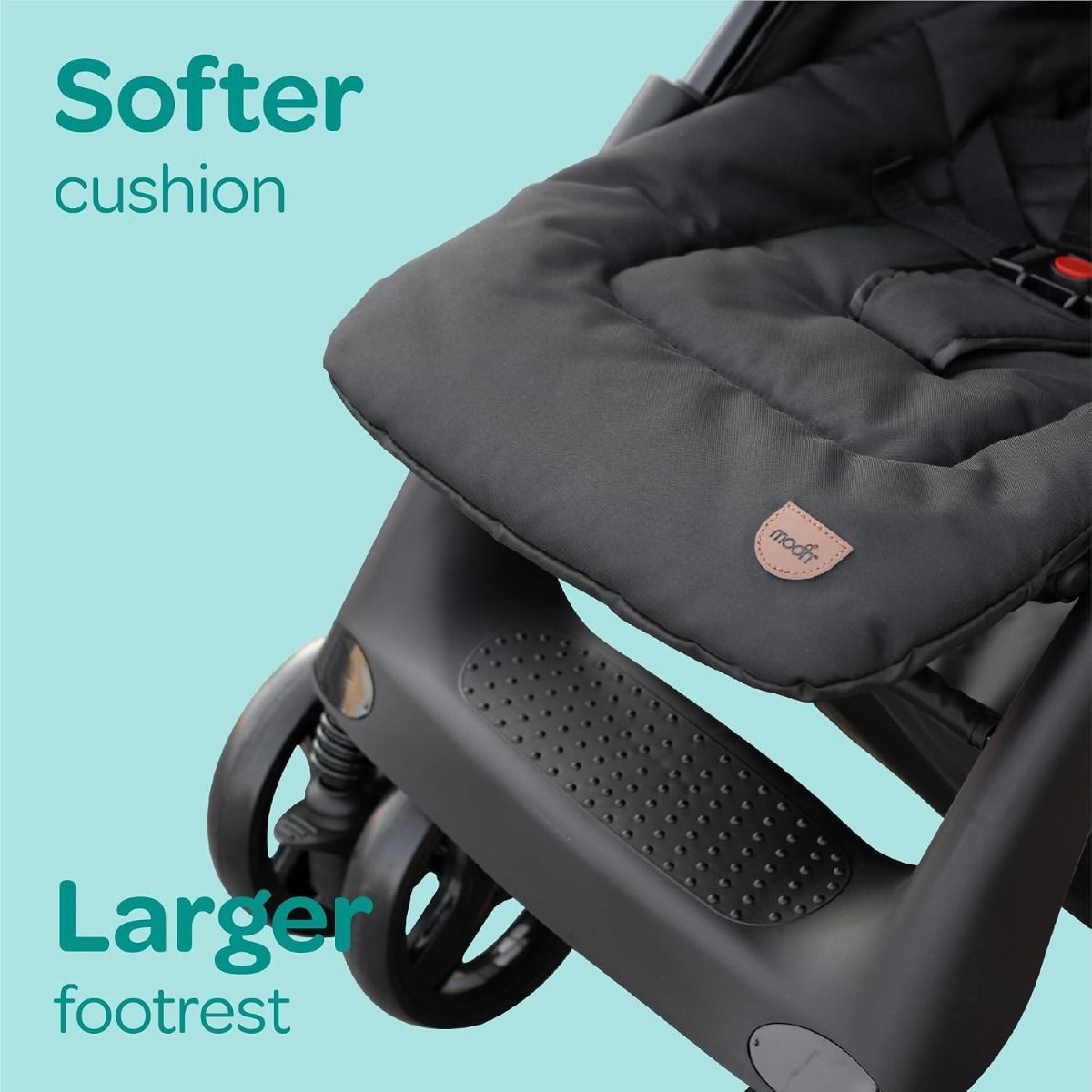 The Moon Aria Baby Stroller - Convertible Reclining Travel Gear with 360 Wheels, 5-Point Harness, 0 Months+ | Light Grey