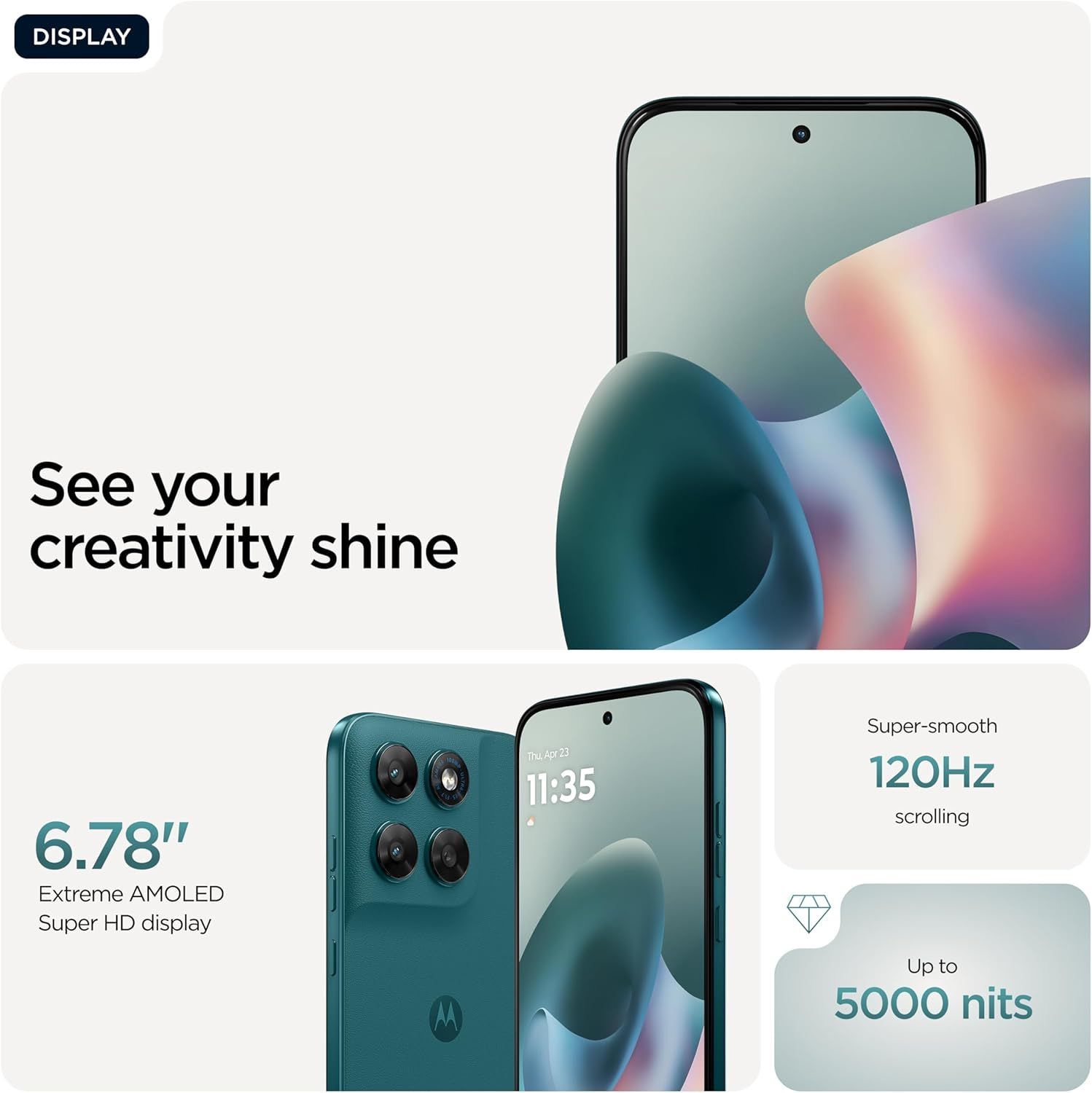 موتورولا Moto G77 5G - كاميرا 108 ميجابكسل، شاشة أموليد 6.8 بوصة، سعة 256 جيجابايت | أخضر