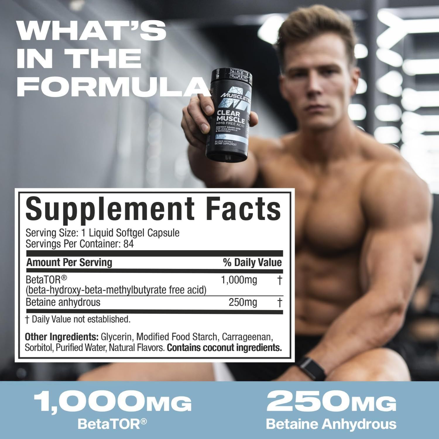 MuscleTech Clear Muscle HMB Supplements 1000mg | Enhance Recovery & Lean Muscle
