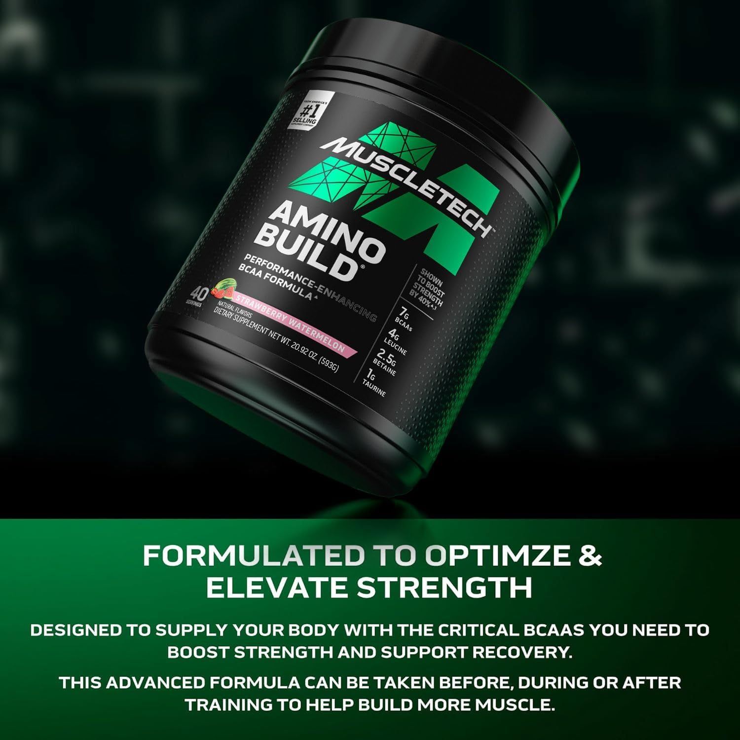 MuscleTech Amino Build BCAA Powder | Electrolytes & Strength Booster | Strawberry Watermelon
