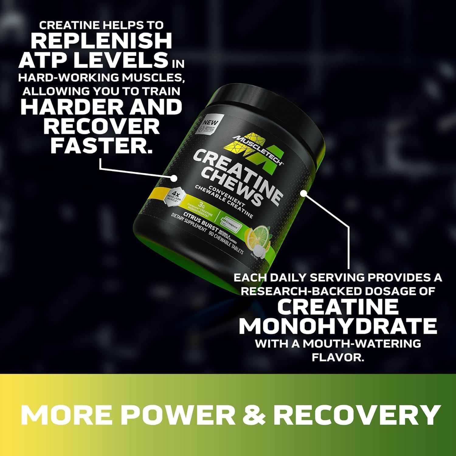 Muscletech Creatine Chews - Creapure Monohydrate for Muscle & Energy Boost