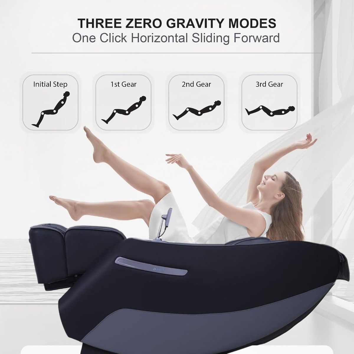 ARES uRoyal 3D SL-Track Massage Chair, 12 Auto Programs, Heating, Voice Control, Zero Gravity | Gray/Black