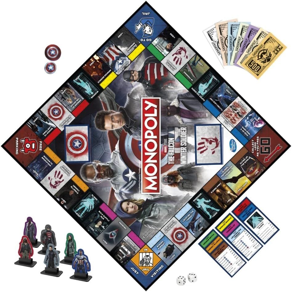 Monopoly: Marvel Studios' The Falcon and the Winter Soldier Edition Board Game, Strategy Game  14 Years and Up, 2-6 Players