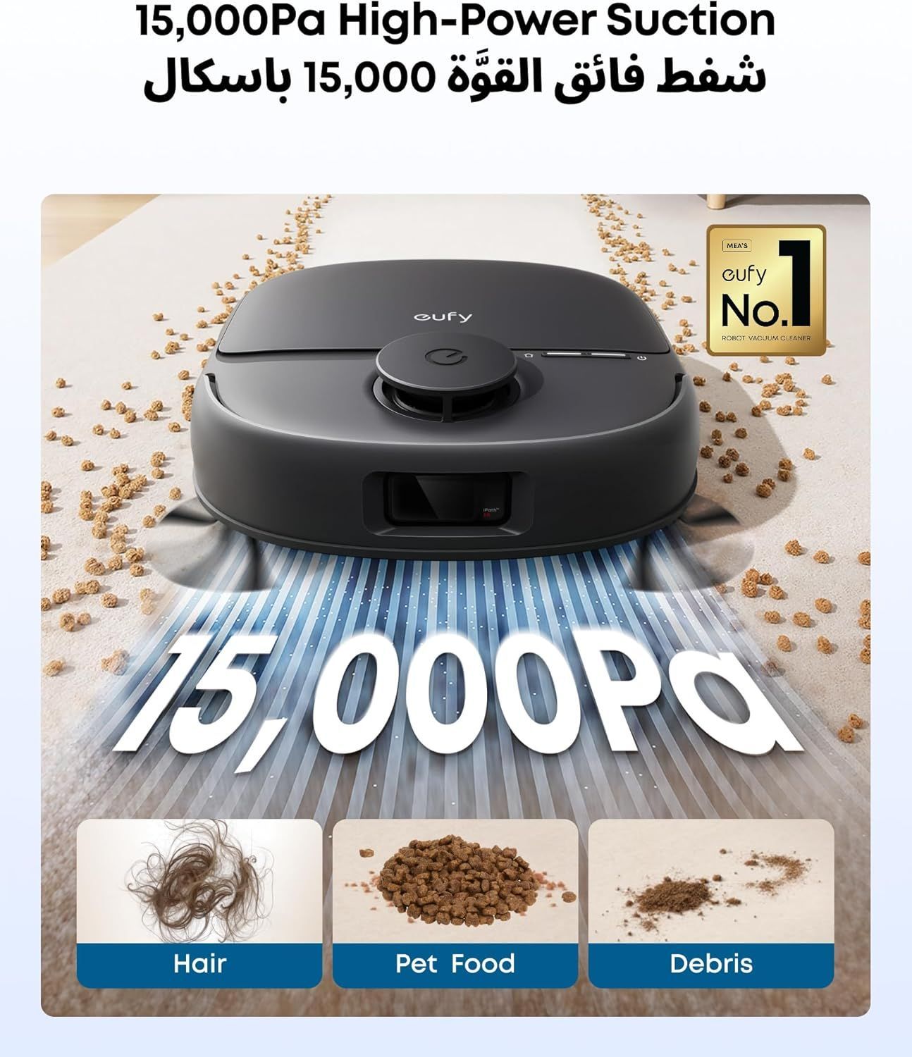 eufy C28 Omni Smart Robot Vacuum & Mop, HydroJet Self-Cleaning, Automatic Dirt Disposal, Powerful Suction, App Control - Black