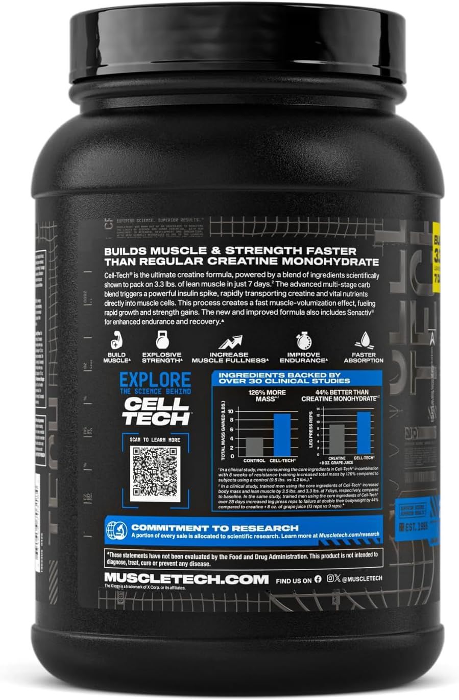 Muscletech Cell-Tech Creatine Monohydrate with BCAAs - 1360g