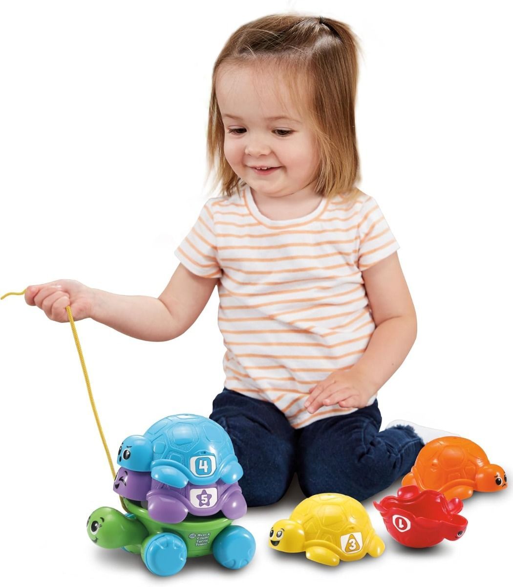 LeapFrog Nest and Count Turtle Tower Stacking Toy with 5 Shells, Teaches Numbers & Emotions