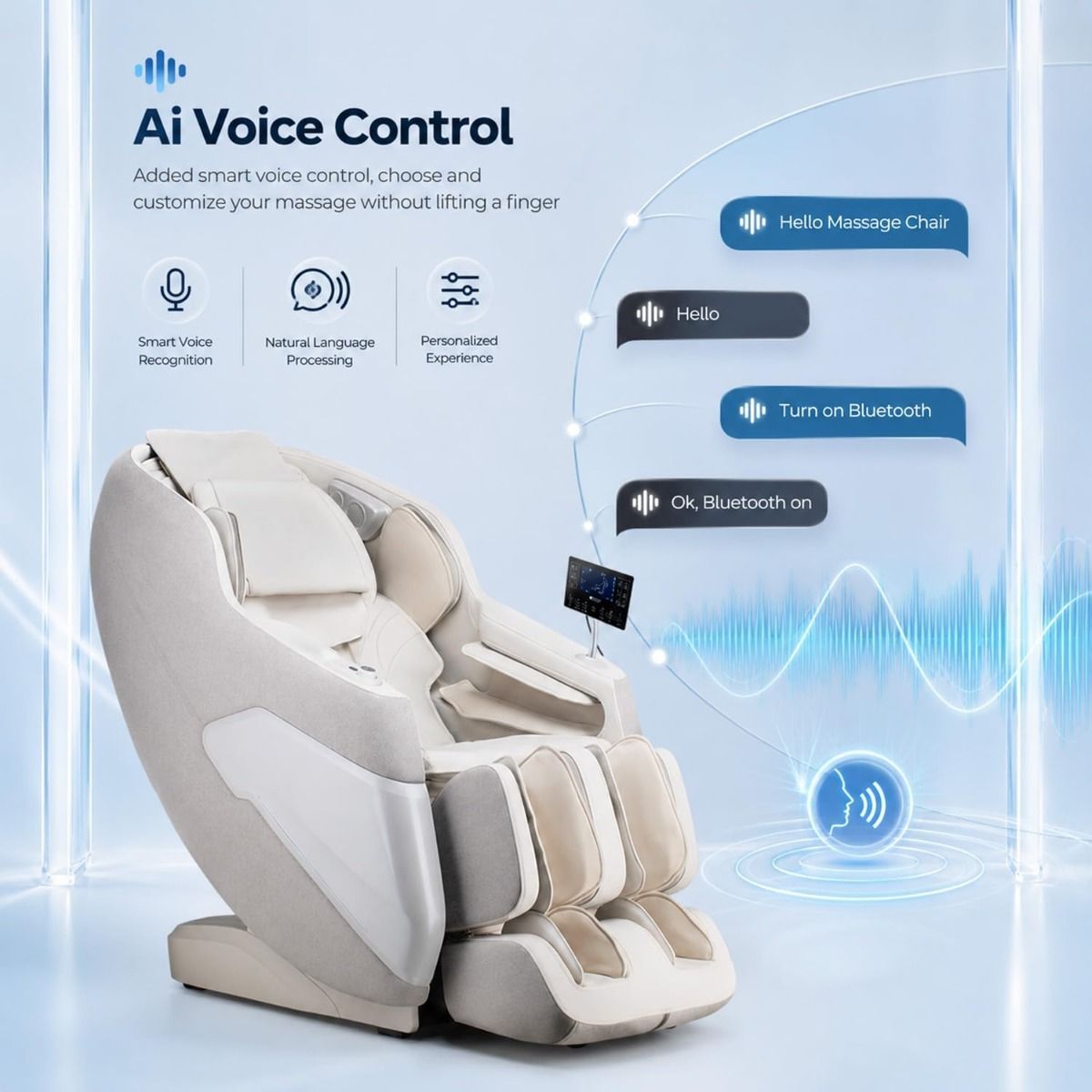 JC BUCKMAN ExaltUs 4D Full Body Massage Chair, Zero Gravity Recliner with SL-Track, 12 Auto Programs | Off White