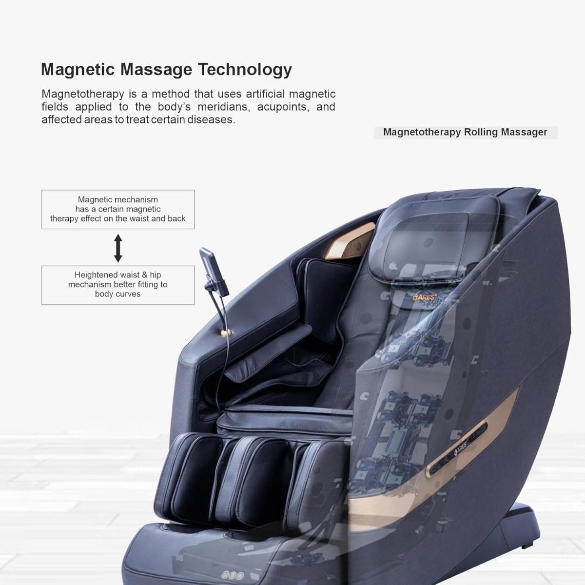 ARES uClass Full Body Shiatsu Massage Chair, Magnetic Massage, 24 Auto Programs, Zero Gravity Recliner, Bluetooth Speakers