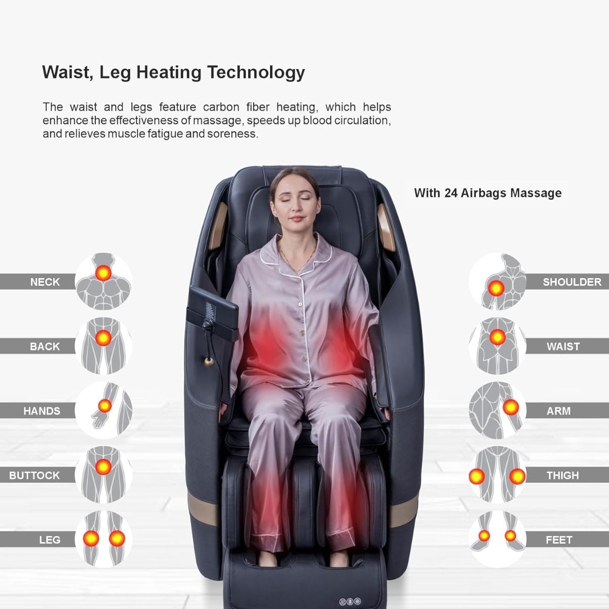 ARES uClass Full Body Shiatsu Massage Chair, Magnetic Massage, 24 Auto Programs, Zero Gravity Recliner, Bluetooth Speakers