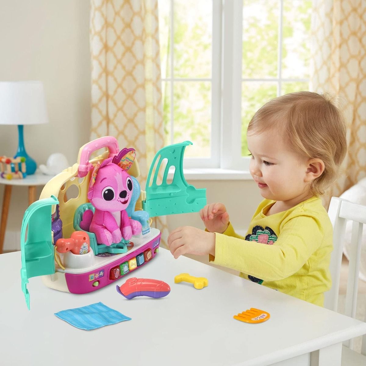 VTech Glam and Go Puppy Salon Interactive Pet Grooming Playset with 100+ Songs, Sounds, and Phrases