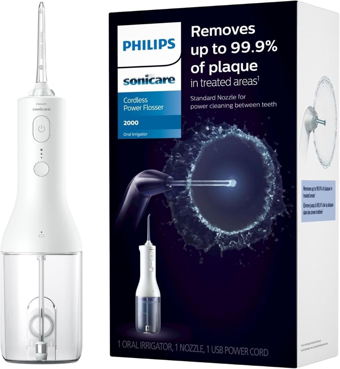 Philips Sonicare Cordless Power Flosser HX3822/11 - Portable Water Flosser, 3 Intensity Settings